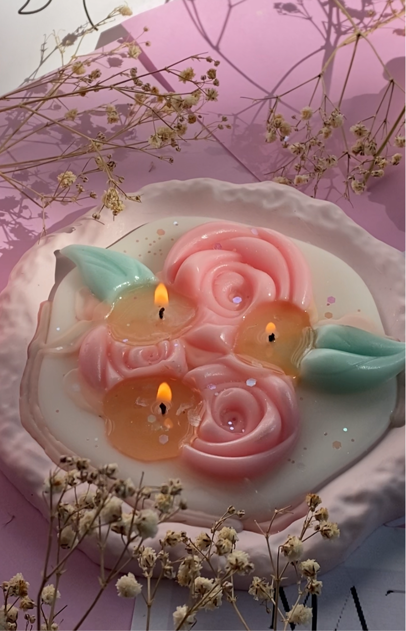 Minimal Roses Huge tray Candle