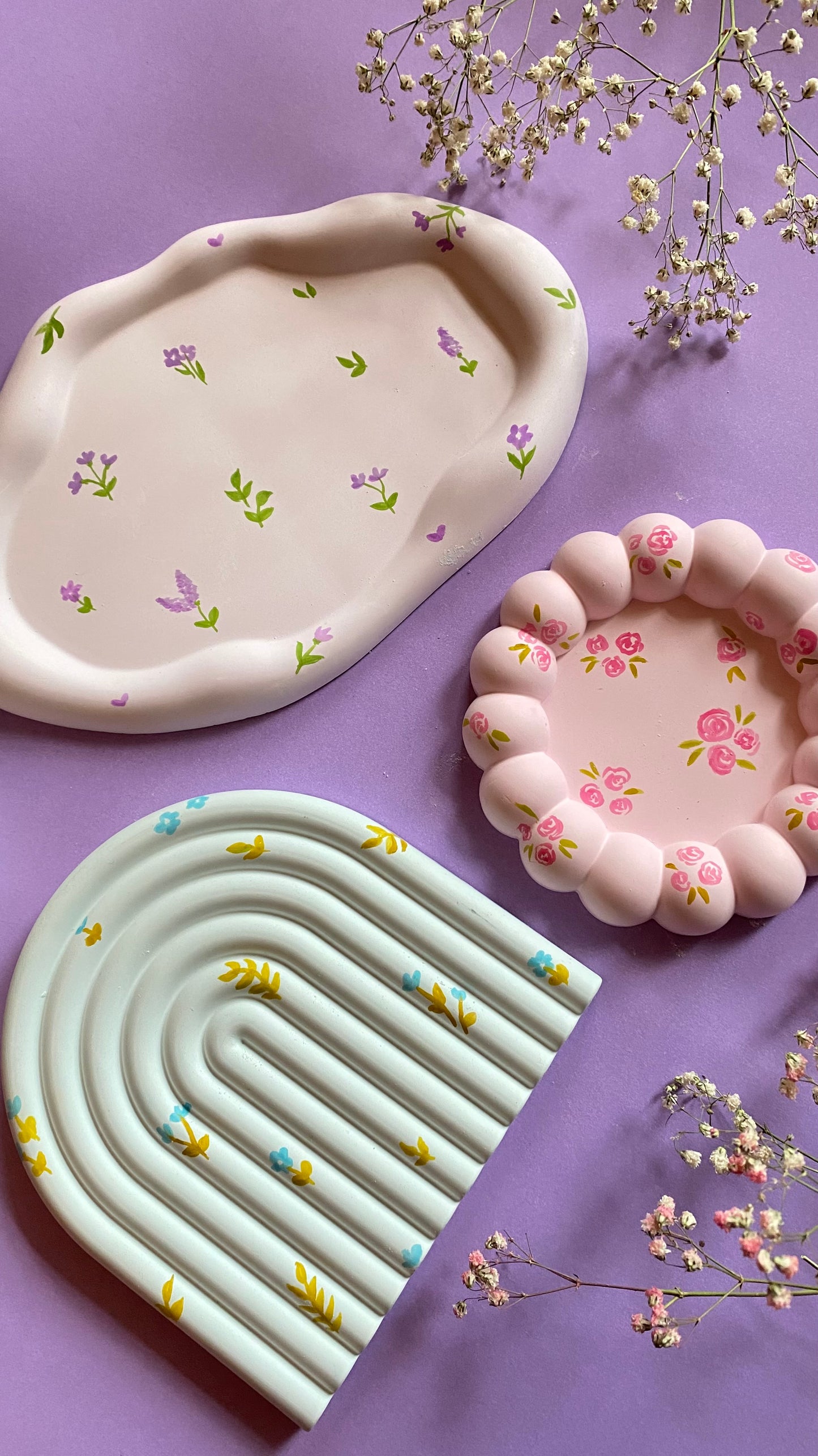 Floral Hand Painted Trays
