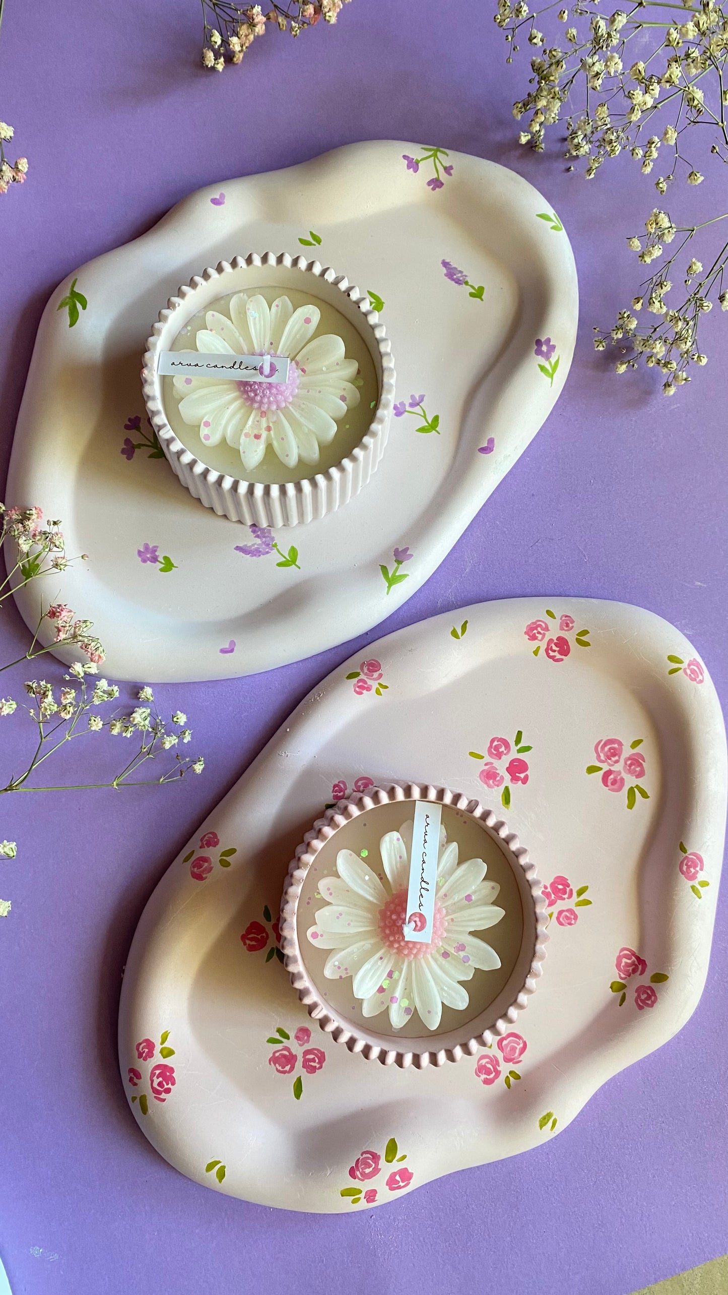 Floral Hand Painted Trays