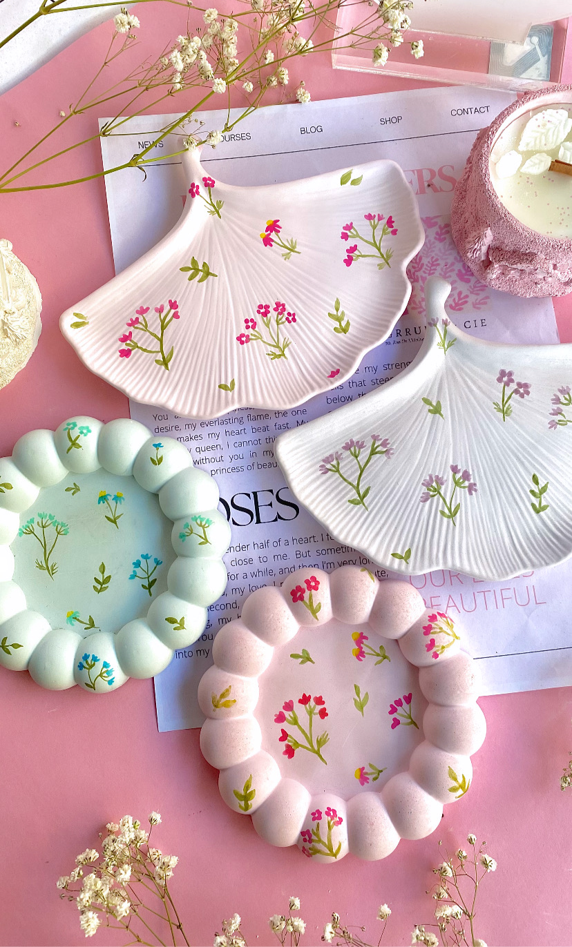 Floral Hand Painted Trays