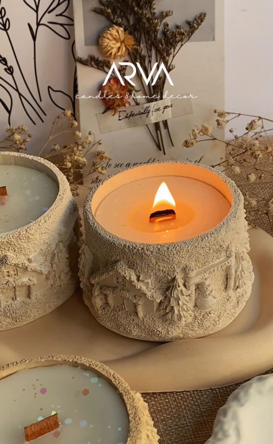 1. Winter Village Pot Candle