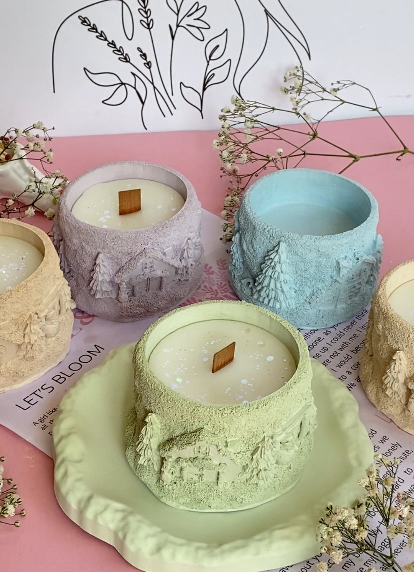 1. Winter Village Pot Candle