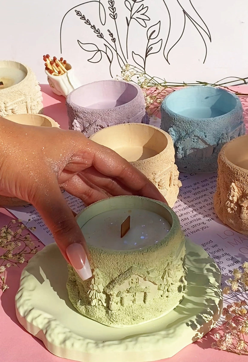 1. Winter Village Pot Candle