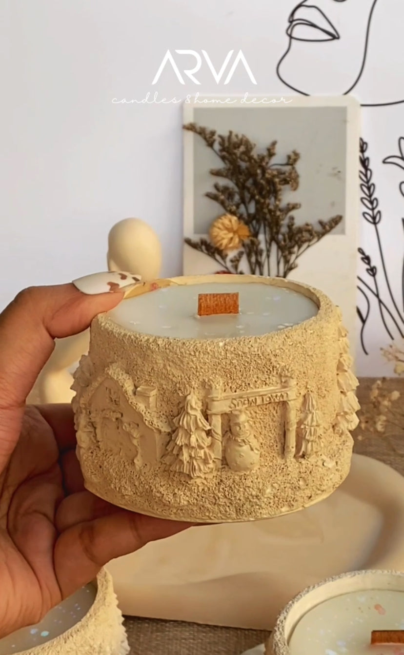 1. Winter Village Pot Candle