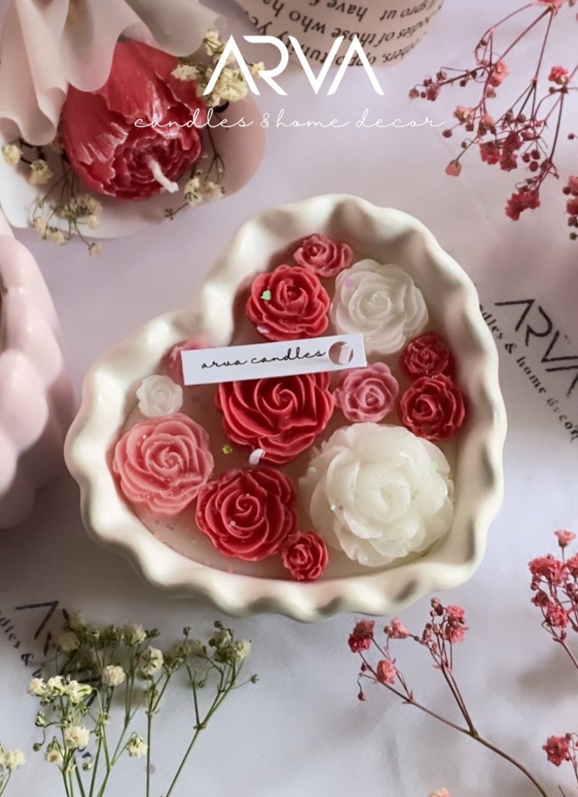 Wavy Heart Pot Candle & Tray Duo