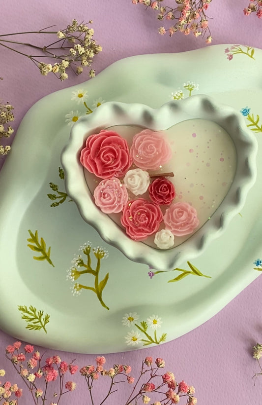 Wavy Heart Pot Candle & Tray Duo