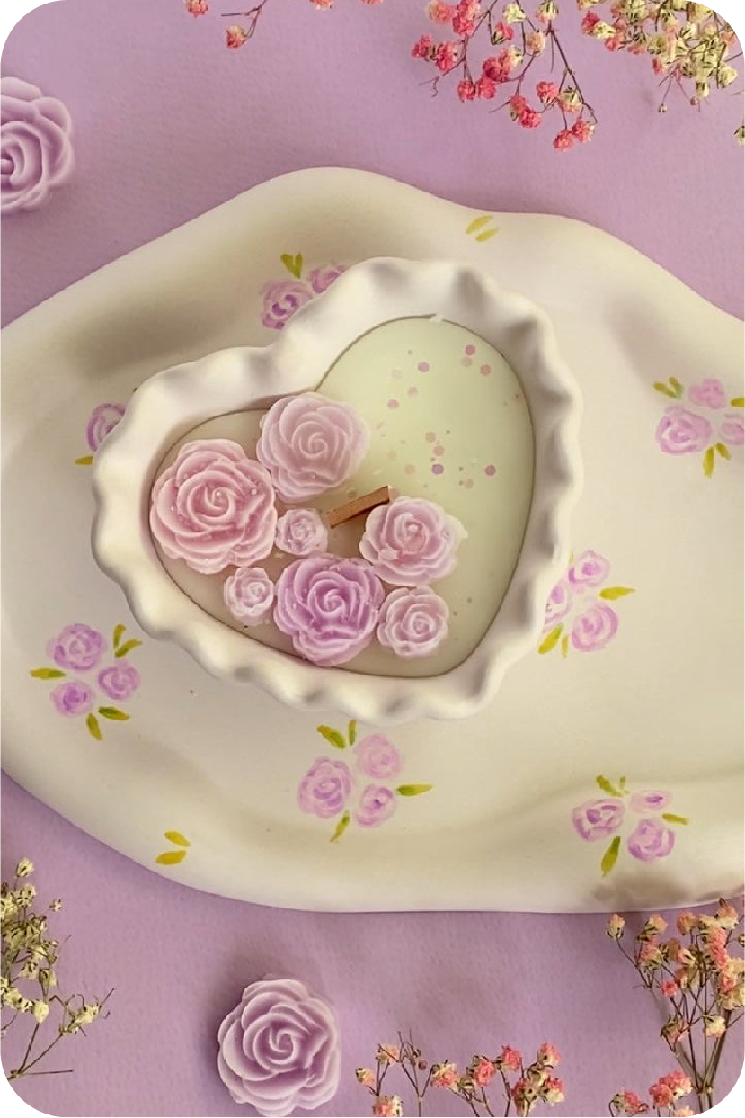 Wavy Heart Pot Candle & Tray Duo